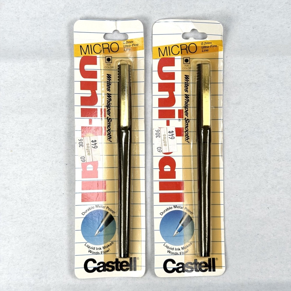 Lot-of-2 Faber Castell Uni-Ball Metal Point Roller Pen .2mm Ultra-Fine / New